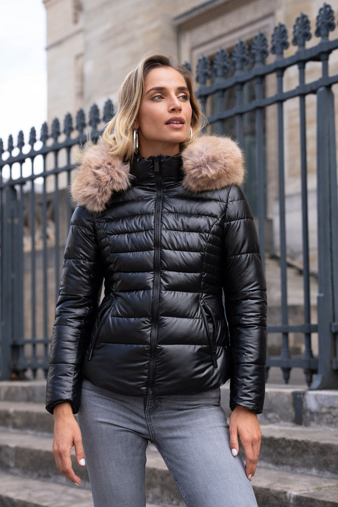 Black quilted coat