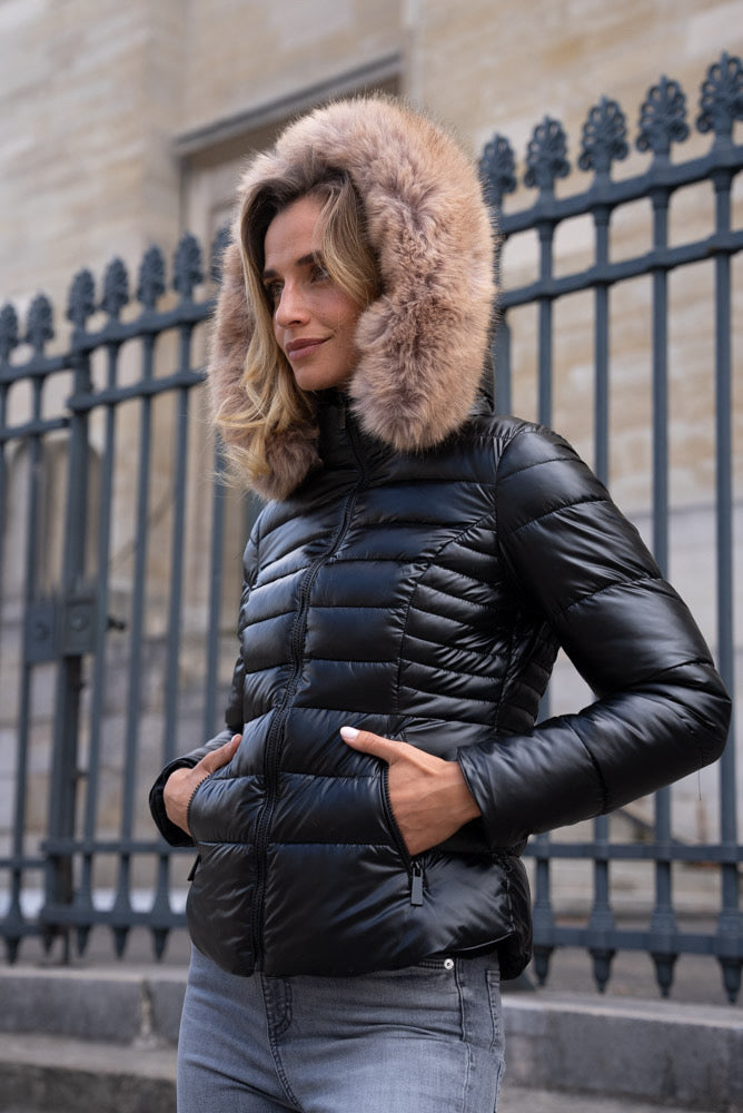 Black quilted coat