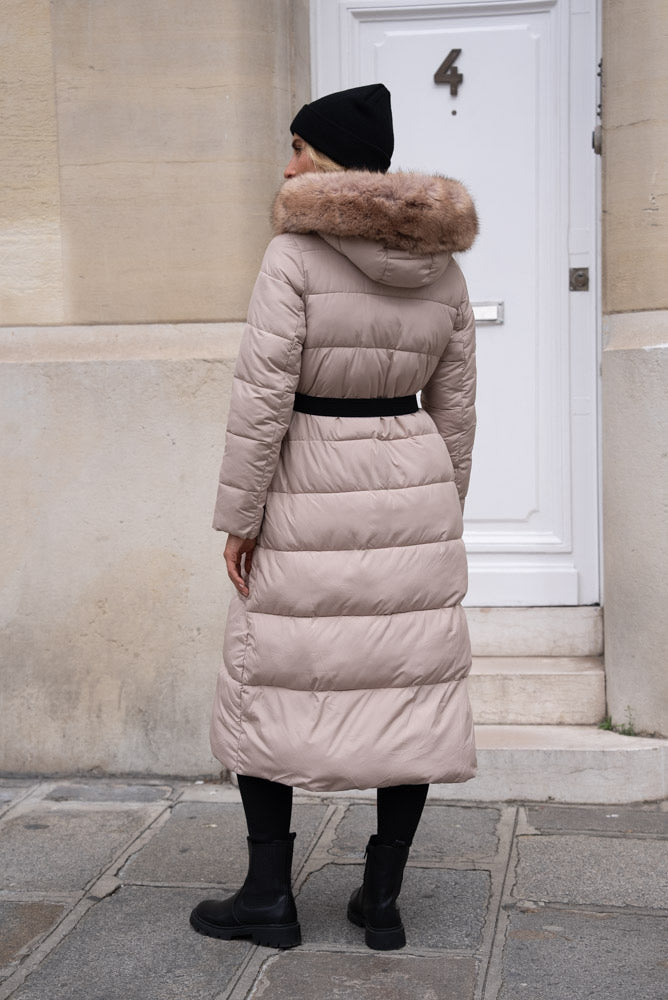 Beige quilted coat