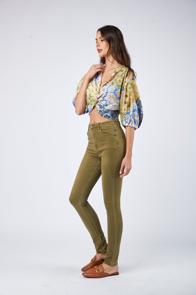 High Waisted Jeans - Khaki