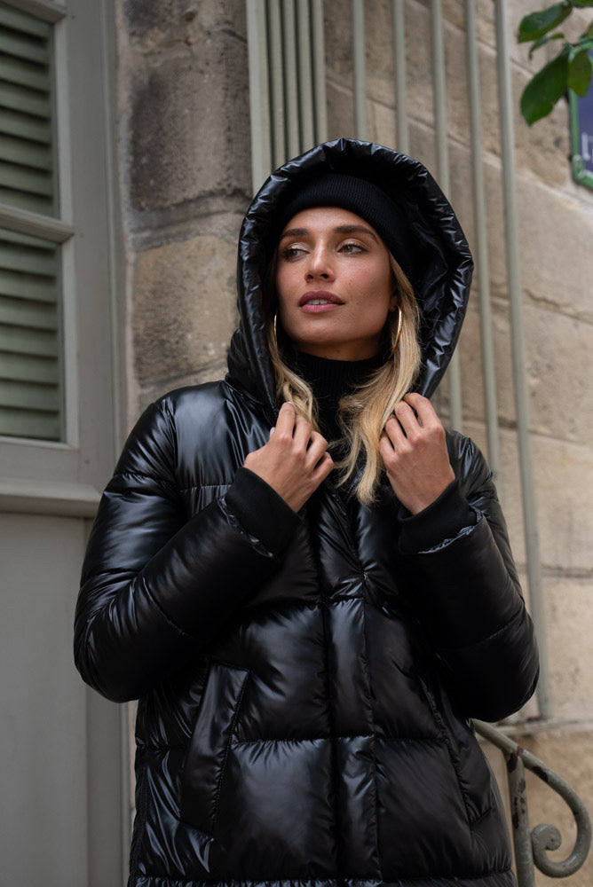 Black quilted coat