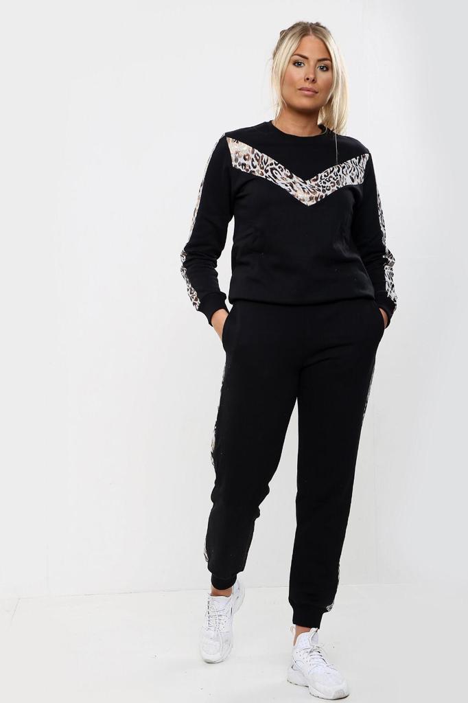 Una Black Animal Print Track Suit