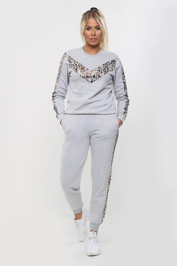 Una Grey Animal Print Track Suit